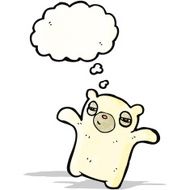 cartoon bear with thought bubble N17