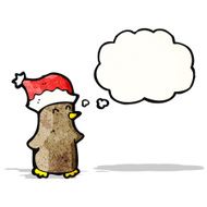 cartoon robin in christmas hat N3
