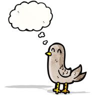 cartoon bird with thought bubble N287