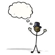 Cartoon Stick Man With Thought Bubble N2