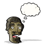 cartoon man with shocked expression and thought bubble