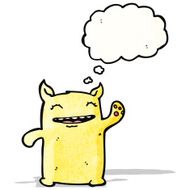 cartoon little monster waving