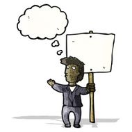 Cartoon Man Holding Sign N2