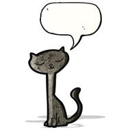 cartoon black cat with speech bubble N32