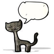 cartoon black cat with speech bubble N33