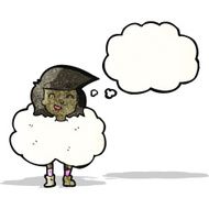 cartoon girl with head in clouds N6