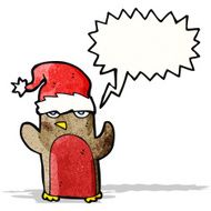 cartoon robin in santa hat