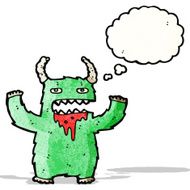 cartoon monster with thought bubble N54