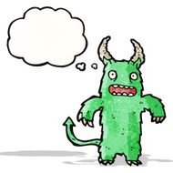cartoon monster with thought bubble N56