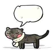 cartoon black cat with speech bubble N34