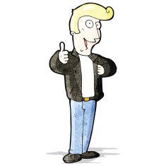 cartoon cool guy in leather jacket