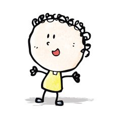 cartoon happy doodle woman