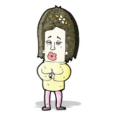 cartoon woman ringing hands
