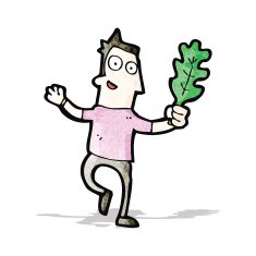 cartoon man with leaf