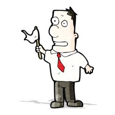 cartoon man waving white flag N13