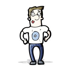 cartoon man in number zero shirt