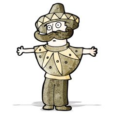 cartoon man in mexican costume