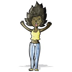 cartoon frightened woman