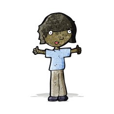 cartoon boy giving thumbs up symbol