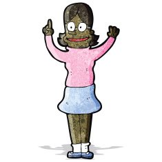cartoon clever woman with idea