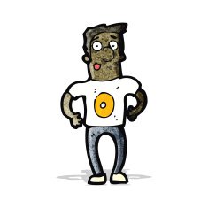 cartoon man in shirt with number zero