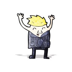 cartoon man jumpin out of suit
