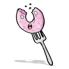 cartoon doughnut on fork