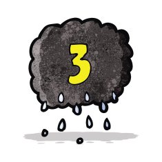 cartoon raincloud with number three