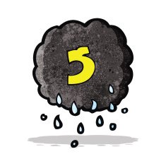 cartoon raincloud with number five