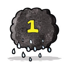 cartoon raincloud with number one