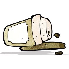 spilled take out coffee cartoon