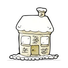 snowy cottage cartoon