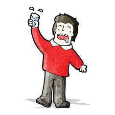 cartoon man raising a glass
