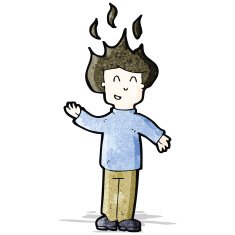 cartoon man with flyaway hair