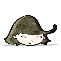 cartoon girl with hair blowing in wind
