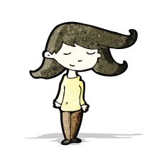 cartoon girl with hair blowing in wind N2