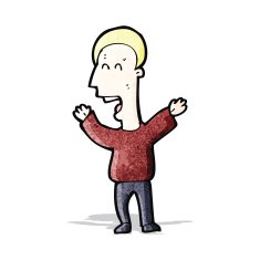 cartoon shouting blond man