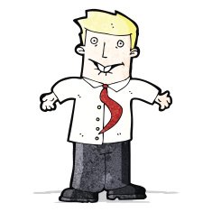 cartoon business man shrugging shoulders