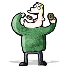 cartoon man eating donuts N2
