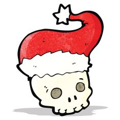 cartoon skull in christmas hat N3