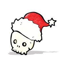 cartoon skull in christmas hat N4