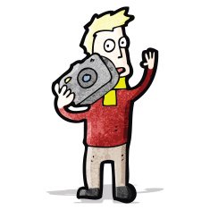 cartoon waving photographer