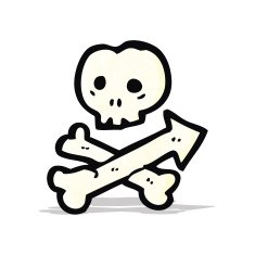 cartoon skull and crossbones arrow symbol