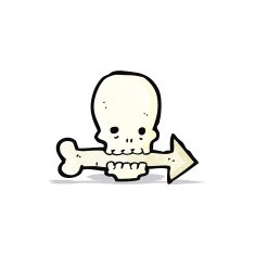 cartoon skull with arrow N3