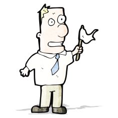 cartoon man waving white flag N16