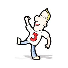 cartoon man in number three shirt