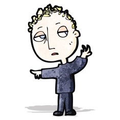cartoon bored boy gesturing to follow