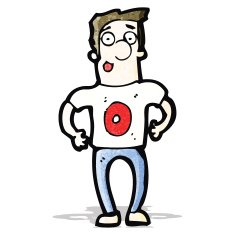 cartoon man in shirt with number zero N2
