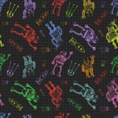 Vector hand draw robot on exersize book Eps10