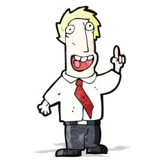 cartoon office man with crazy idea
